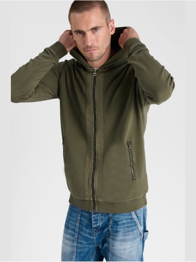 Sweat-shirt capuche refa 'le temps des cerises' Kaki - Kiabi