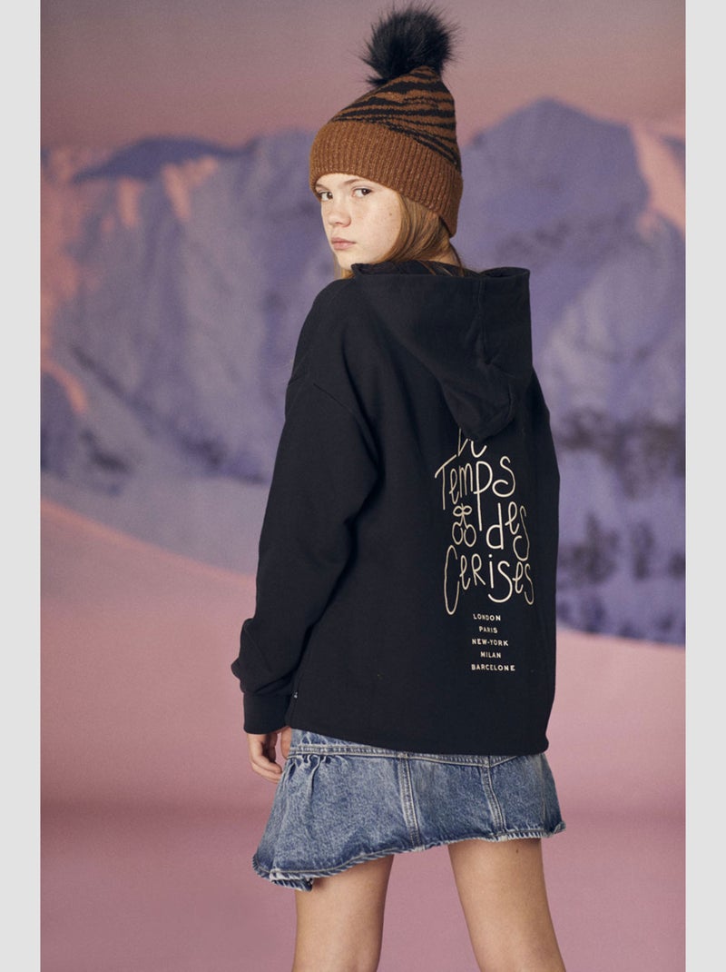 Sweat-Shirt capuche SAMGI 'Le Temps Des Cerises' Noir - Kiabi