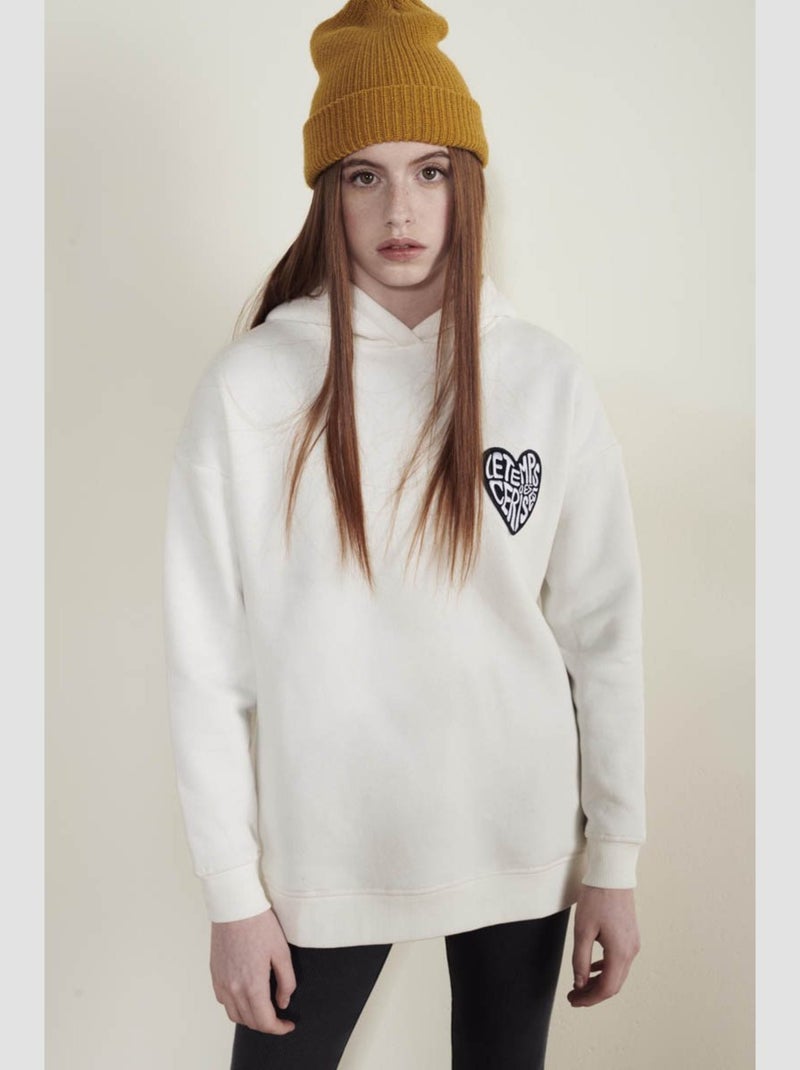 Sweat-Shirt capuche SAMIGI 'Le Temps Des Cerises' Blanc - Kiabi