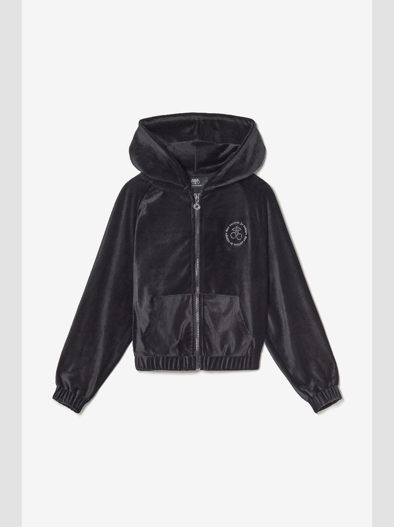 Sweat-Shirt capuche ZILDAGI 'Le Temps Des Cerises' Noir - Kiabi