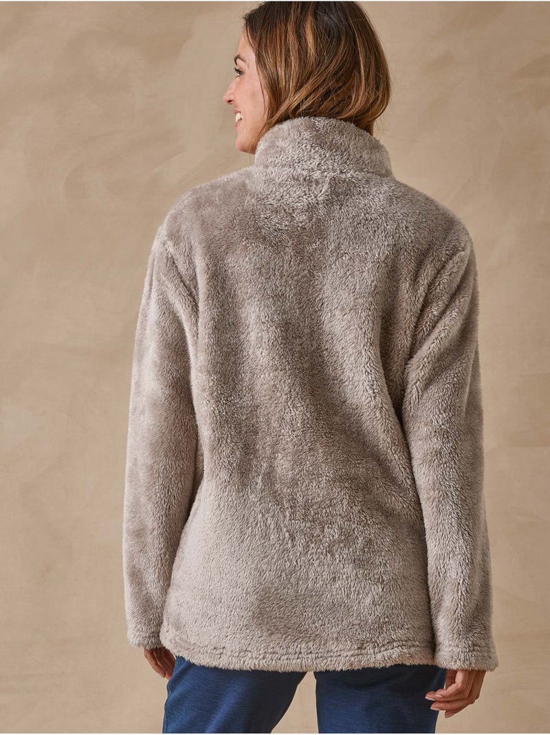 Sweat-shirt col montant maille douce - DAXON Marron - Kiabi