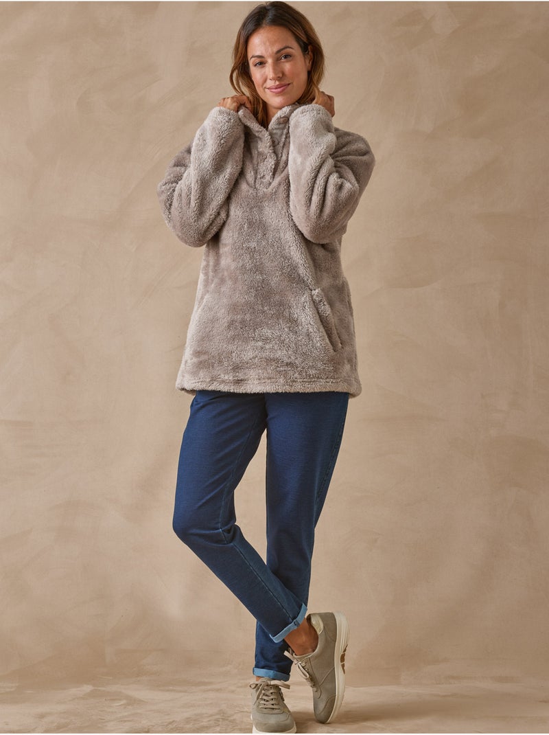 Sweat-shirt col montant maille douce - DAXON Marron - Kiabi