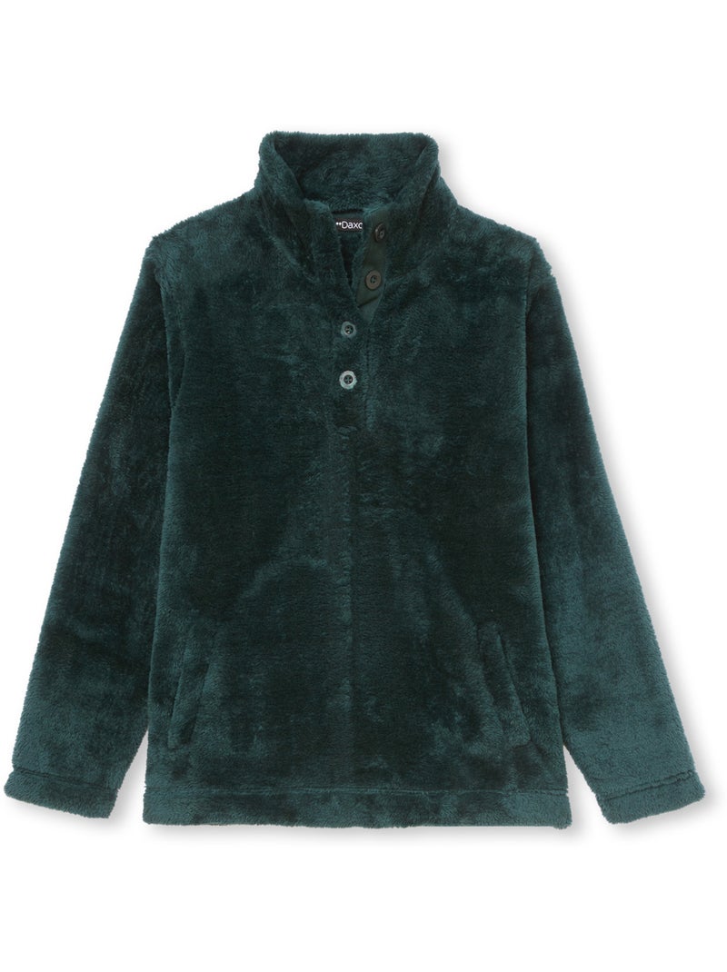 Sweat-shirt col montant maille douce - DAXON Vert émeraude - Kiabi