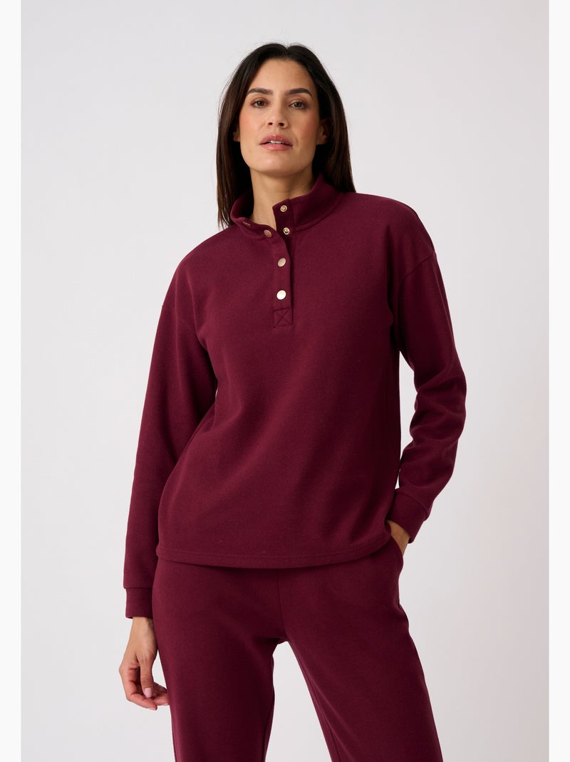 Sweat-shirt col montant pressionné côtes 1x1 - happy d. By damart Rouge - Kiabi
