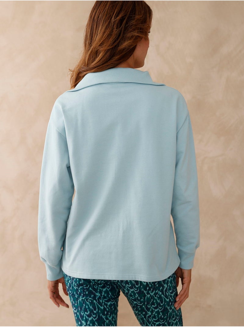 Sweat-shirt col montant zippé - DAXON Bleu givrée - Kiabi