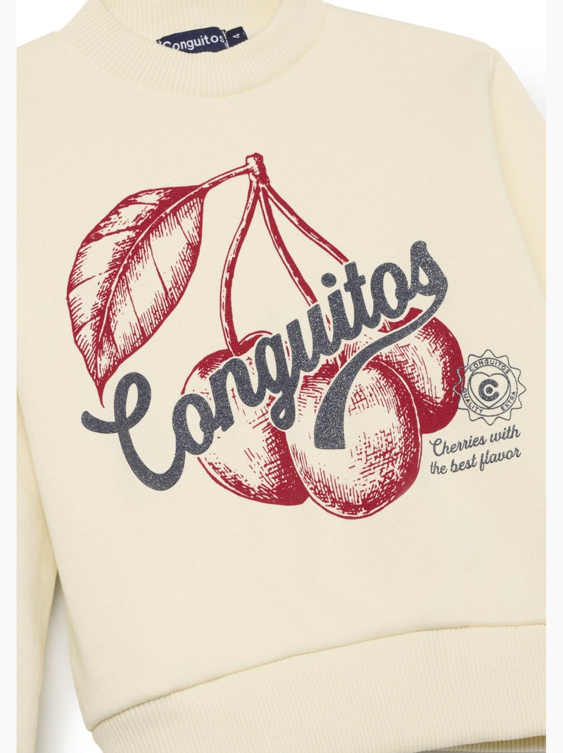 Sweat-shirt conguitos logo cherry Beige - Kiabi