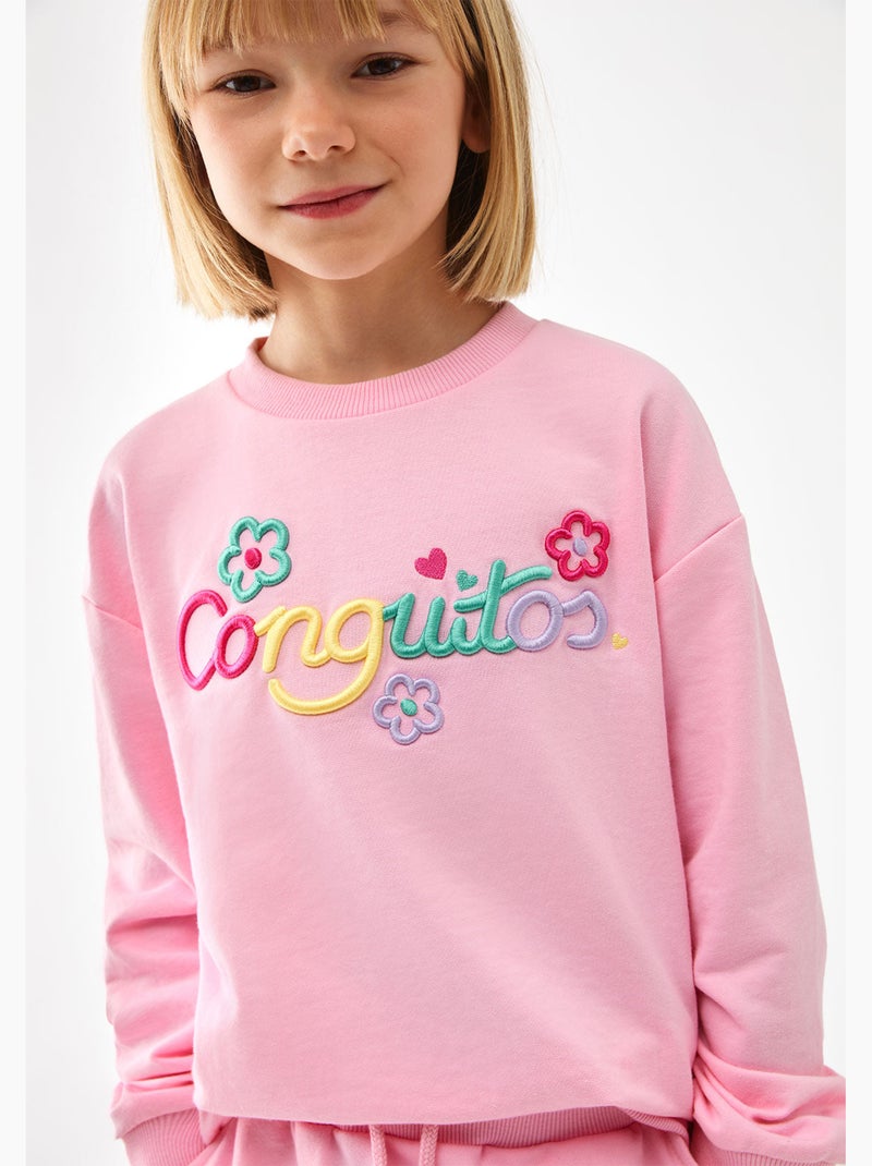 Sweat-shirt conguitos logo frontal Rose - Kiabi