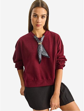 Sweat-shirt côtelé à col rond avec détail d'écharpe lucci