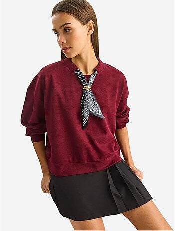 Sweat-shirt côtelé à col rond avec détail d'écharpe lucci