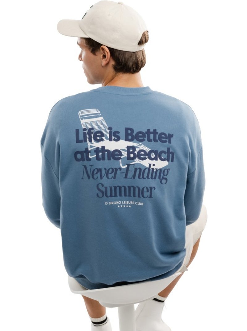 Sweat-shirt coton bio homme lifestyle homme summer Bleu - Kiabi