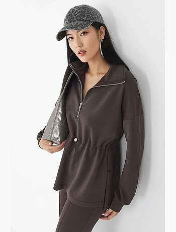 Sweat-shirt coupe décontractée à col zippé busem