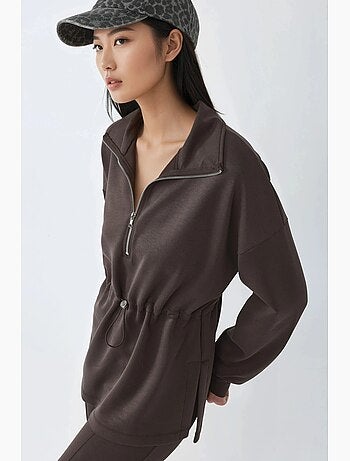 Sweat-shirt coupe décontractée à col zippé busem