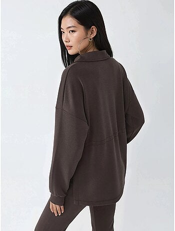Sweat-shirt coupe décontractée à col zippé busem