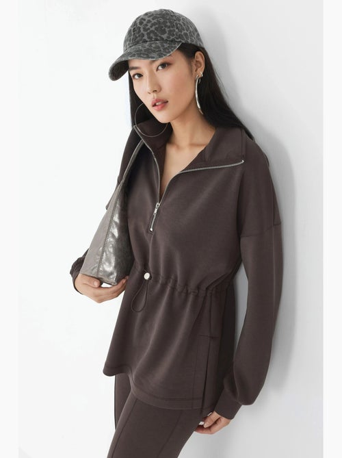 Sweat-shirt coupe décontractée à col zippé busem - Kiabi Sweat-shirt coupe décontractée à col zippé busem - Kiabi