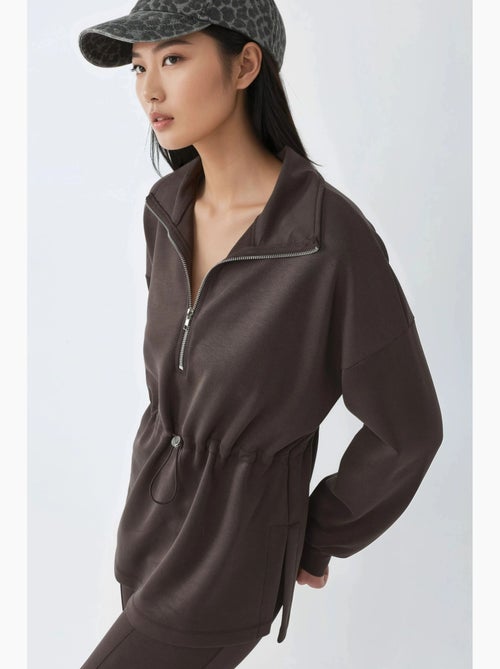 Sweat-shirt coupe décontractée à col zippé busem - Kiabi Sweat-shirt coupe décontractée à col zippé busem - Kiabi