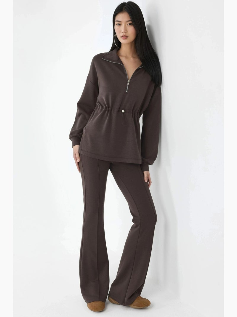 Sweat-shirt coupe décontractée à col zippé busem Marron foncé - Kiabi