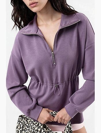 Sweat-shirt coupe décontractée à col zippé busem