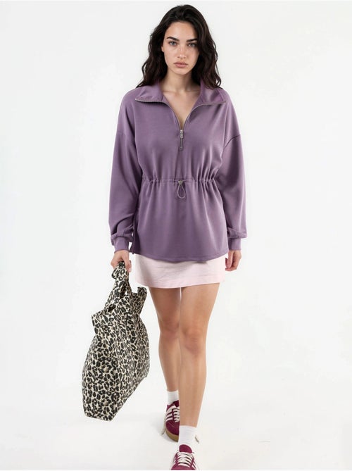 Sweat-shirt coupe décontractée à col zippé busem - Kiabi Sweat-shirt coupe décontractée à col zippé busem - Kiabi
