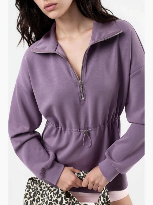 Sweat-shirt coupe décontractée à col zippé busem - Kiabi Sweat-shirt coupe décontractée à col zippé busem - Kiabi