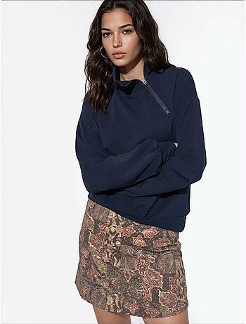 Sweat-shirt coupe décontractée à col zippé busem