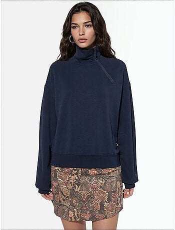 Sweat-shirt coupe décontractée à col zippé busem