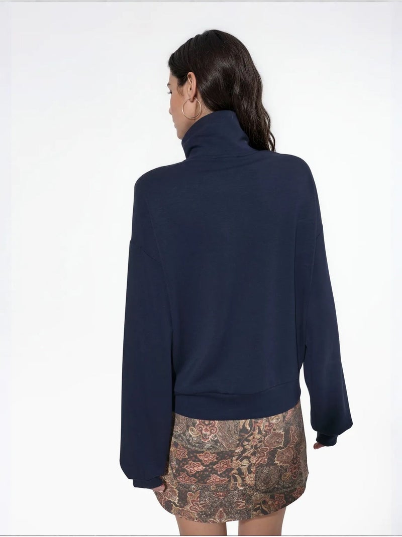 Sweat-shirt coupe décontractée à col zippé busem Noir - Kiabi