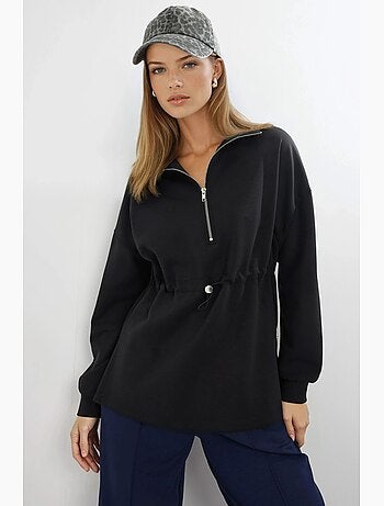 Sweat-shirt coupe décontractée à col zippé busem