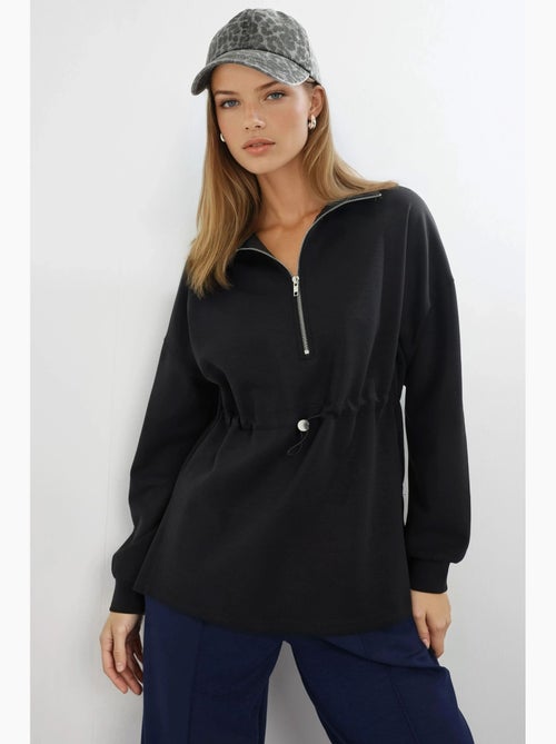Sweat-shirt coupe décontractée à col zippé busem - Kiabi Sweat-shirt coupe décontractée à col zippé busem - Kiabi
