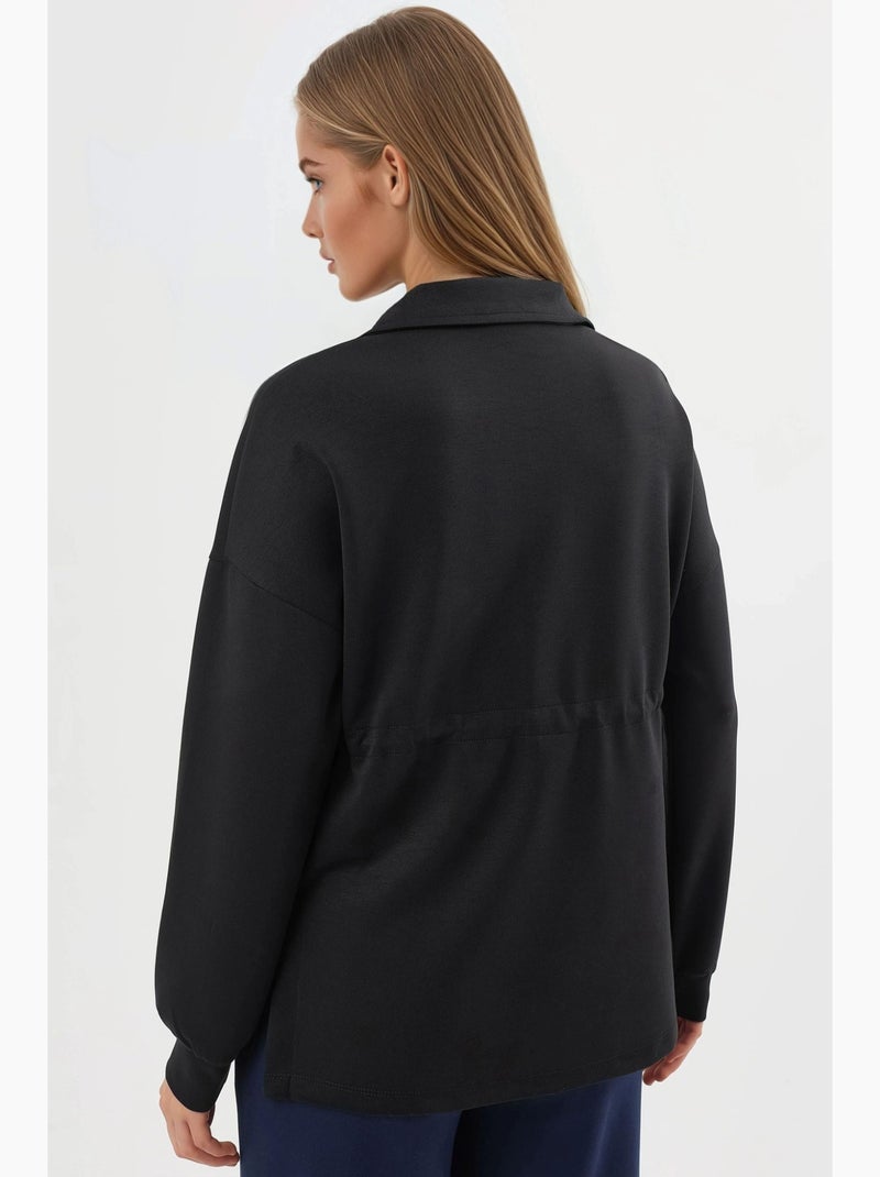 Sweat-shirt coupe décontractée à col zippé busem Noir - Kiabi