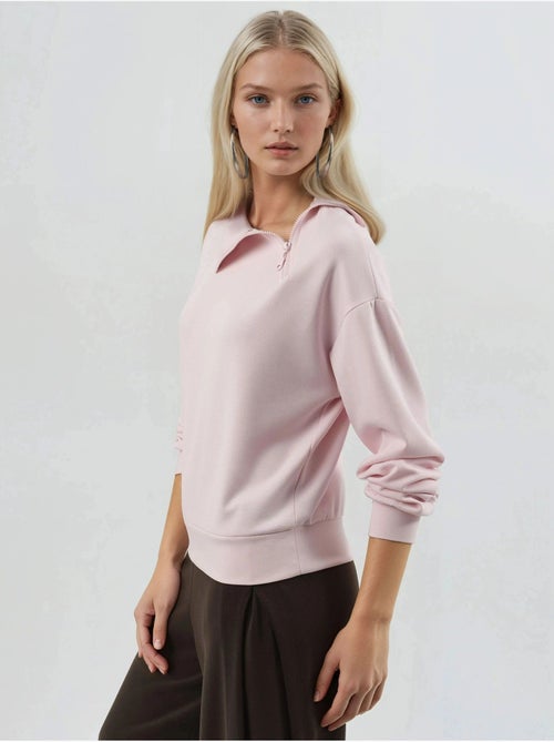 Sweat-shirt coupe décontractée à col zippé busem - Kiabi Sweat-shirt coupe décontractée à col zippé busem - Kiabi