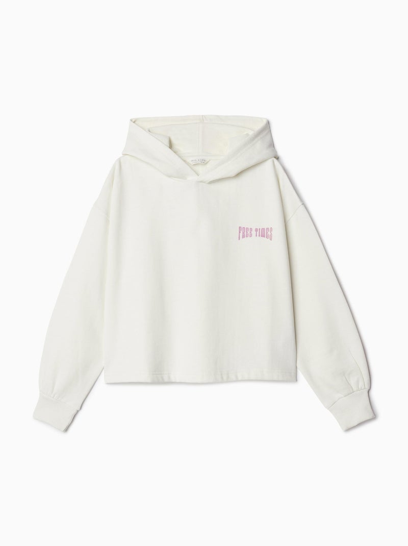 Sweat-shirt court à capuche en Felpa Blanc - Kiabi