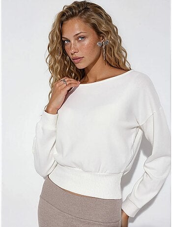 Sweat-shirt court femme à col rond busem
