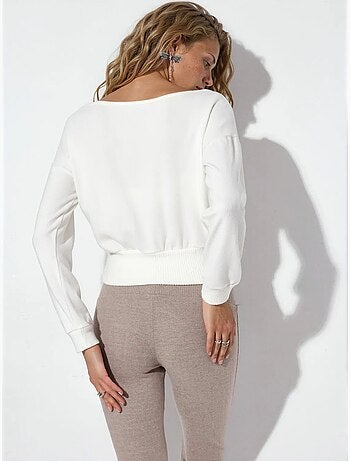 Sweat-shirt court femme à col rond busem