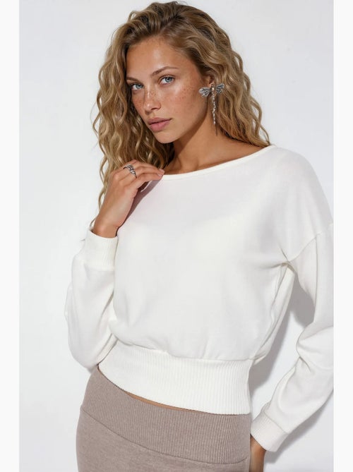 Sweat-shirt court femme à col rond busem - Kiabi Sweat-shirt court femme à col rond busem - Kiabi