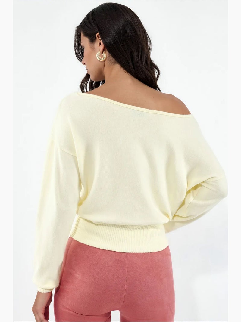 Sweat-shirt court femme à col rond busem Crème - Kiabi