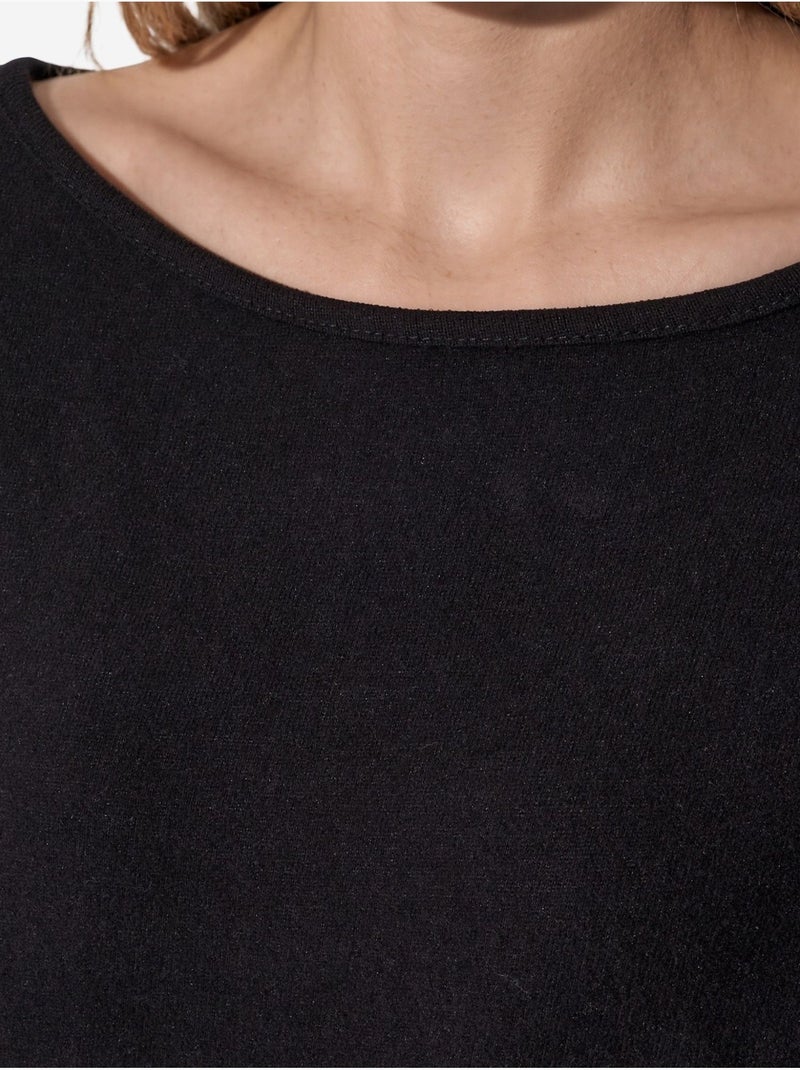 Sweat-shirt court femme à col rond busem Noir - Kiabi