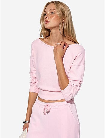 Sweat-shirt court femme à col rond busem