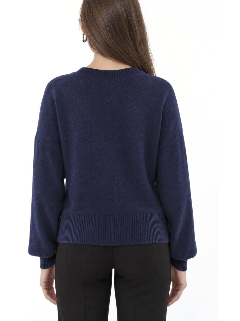 Sweat-shirt court femme col v busem Bleu marine - Kiabi