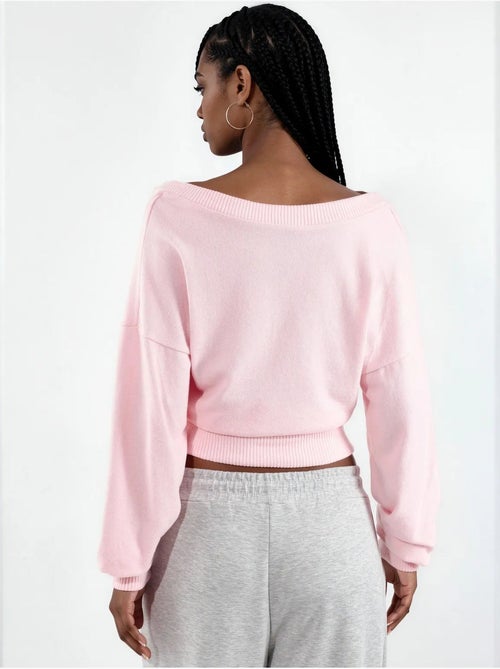 Sweat-shirt court femme col v busem - Kiabi Sweat-shirt court femme col v busem - Kiabi