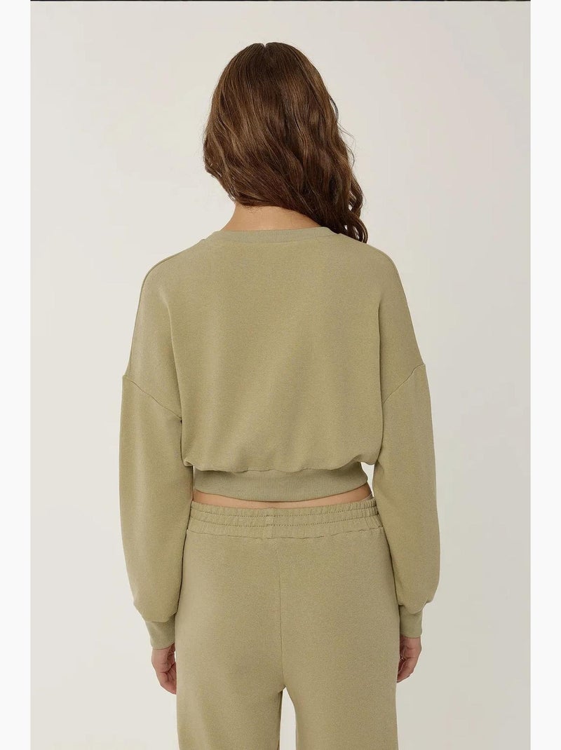 Sweat-shirt court hiccup Kaki - Kiabi
