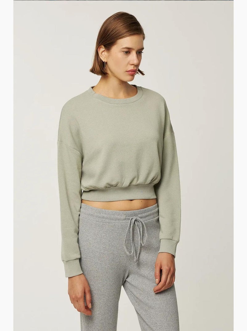 Sweat-shirt court hiccup Vert - Kiabi