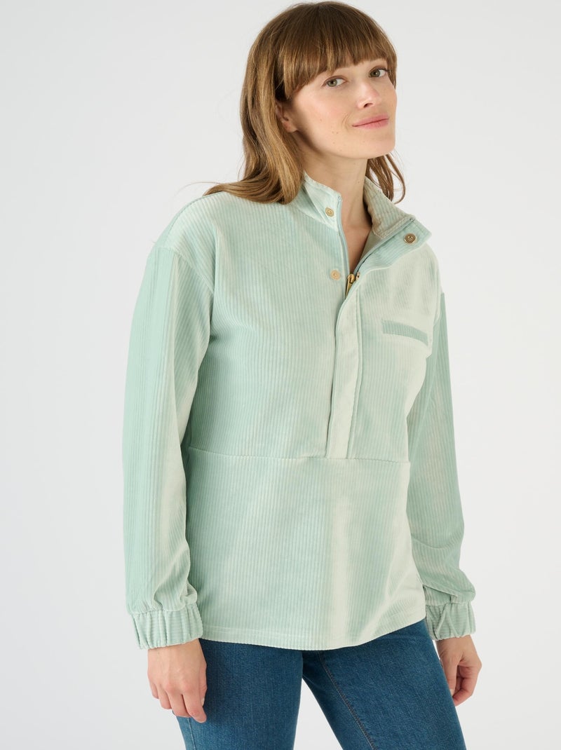 Sweat-shirt de détente velours - Happy D. by Damart Vert jade - Kiabi
