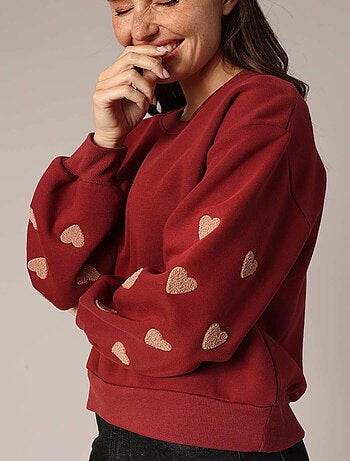 Sweat-shirt décoré de petits cœurs en relief 'Deeluxe'