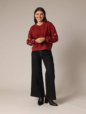 Sweat-shirt décoré de petits cœurs en relief 'Deeluxe'
