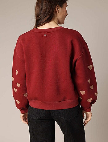 Sweat-shirt décoré de petits cœurs en relief 'Deeluxe'