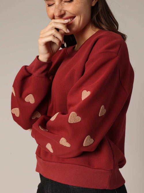 Sweat-shirt décoré de petits cœurs en relief 'Deeluxe' - Kiabi