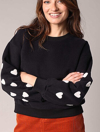 Sweat-shirt décoré de petits cœurs en relief 'Deeluxe'