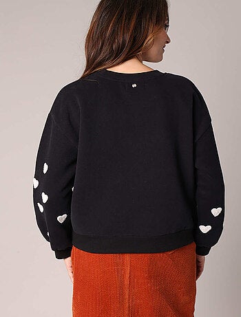 Sweat-shirt décoré de petits cœurs en relief 'Deeluxe'