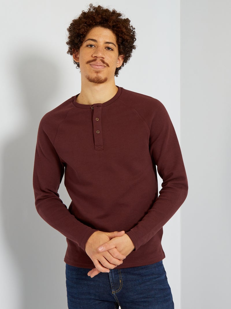 Sweat-shirt en coton bordeaux - Kiabi