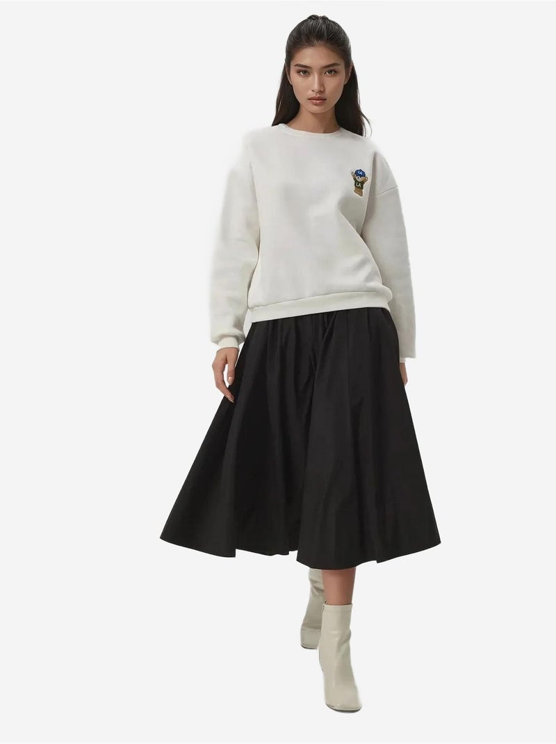 Sweat-shirt en coton brodé Blanc cassé - Kiabi